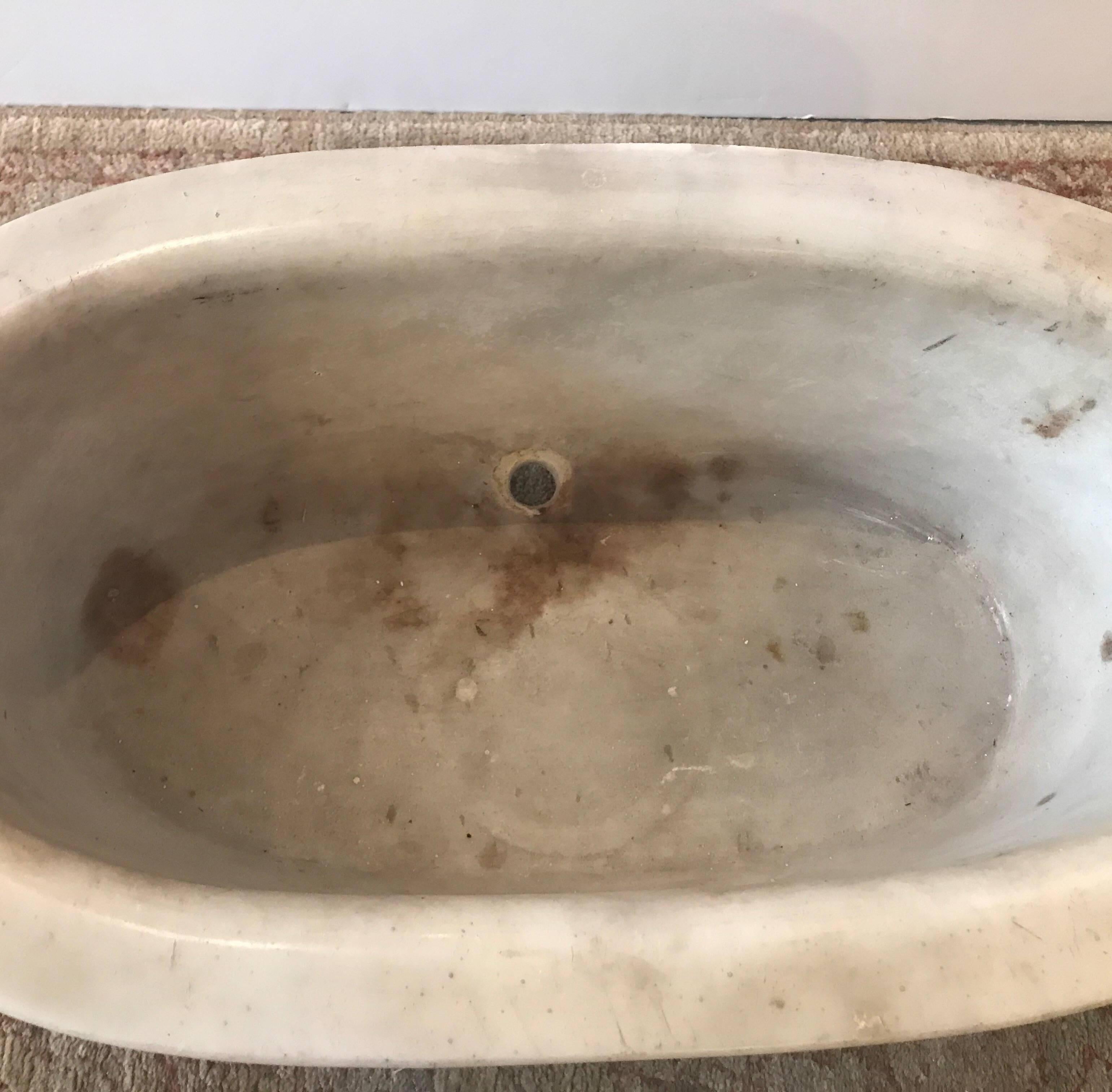 19th Century Italian Hand-Carved Marble Sink Basin Fountain