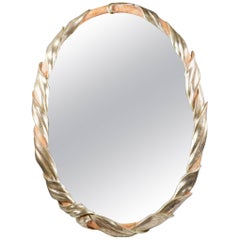Antique Italian Hand-Carved Mirror in Silver Leaf