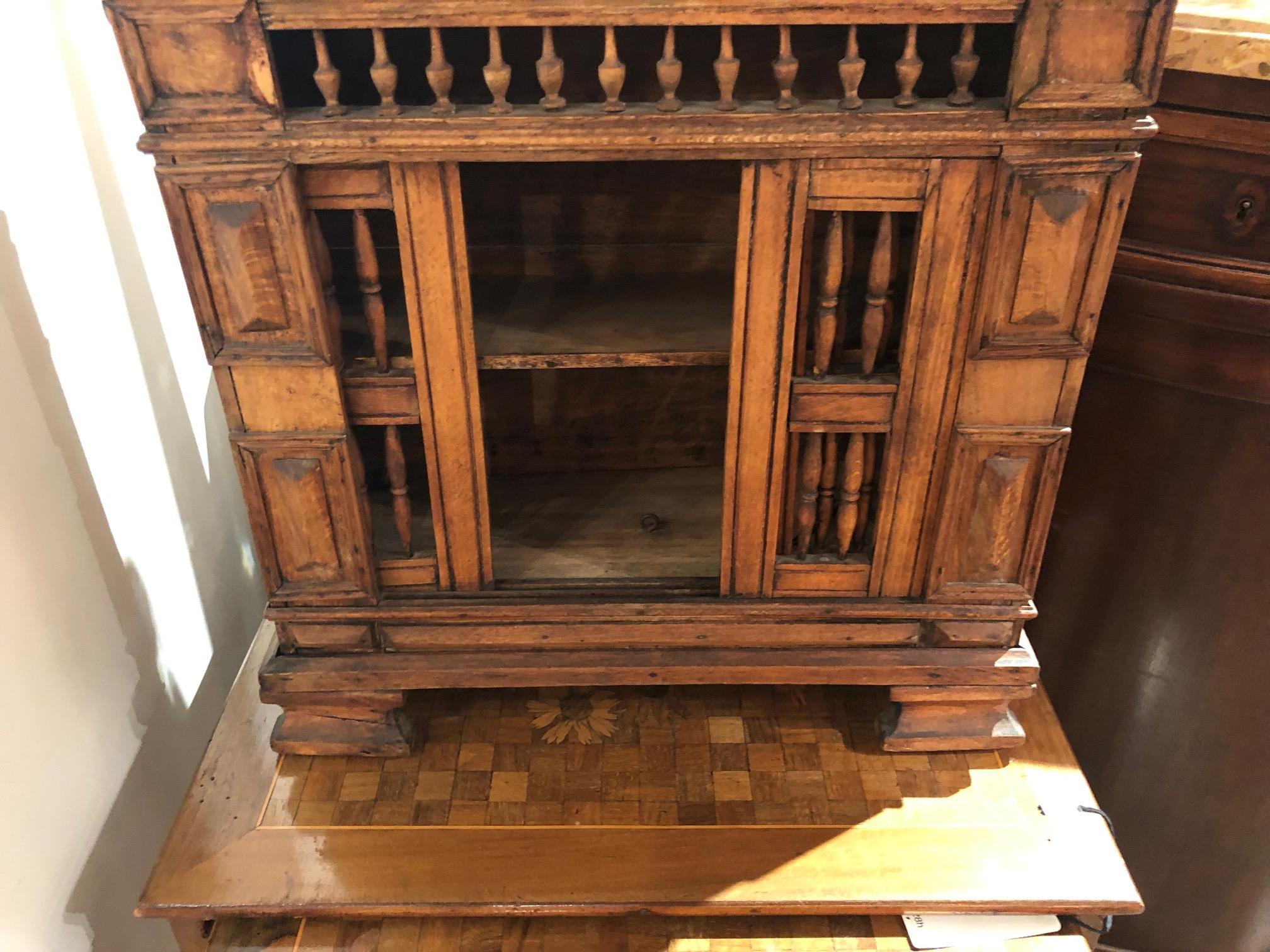 Italian Hand-Carved Petite Walnut Table Cabinet, circa 1840 In Good Condition In Dallas, TX