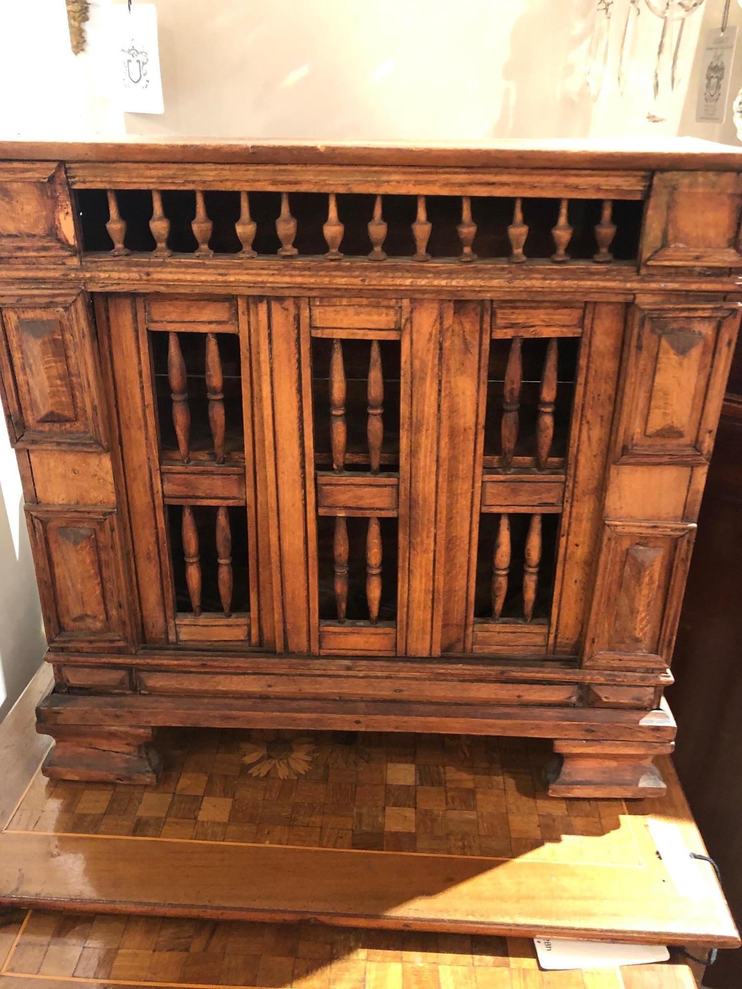 Mid-19th Century Italian Hand-Carved Petite Walnut Table Cabinet, circa 1840