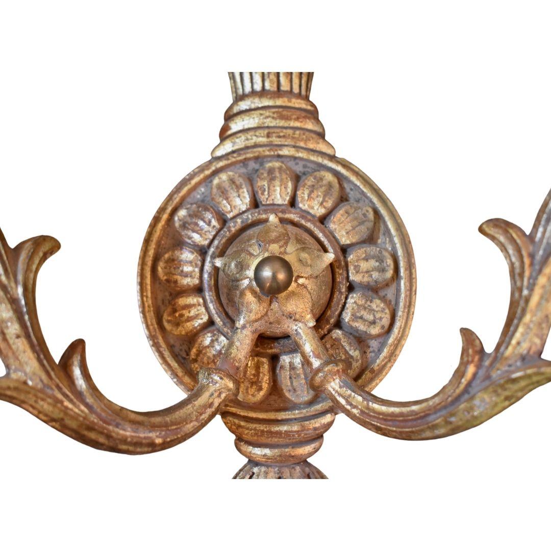 Italian Hand Carved Sconces, Gold Finish In Good Condition For Sale In Toledo, OH