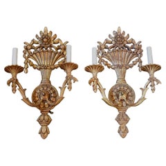 Italian Hand Carved Sconces, Gold Finish