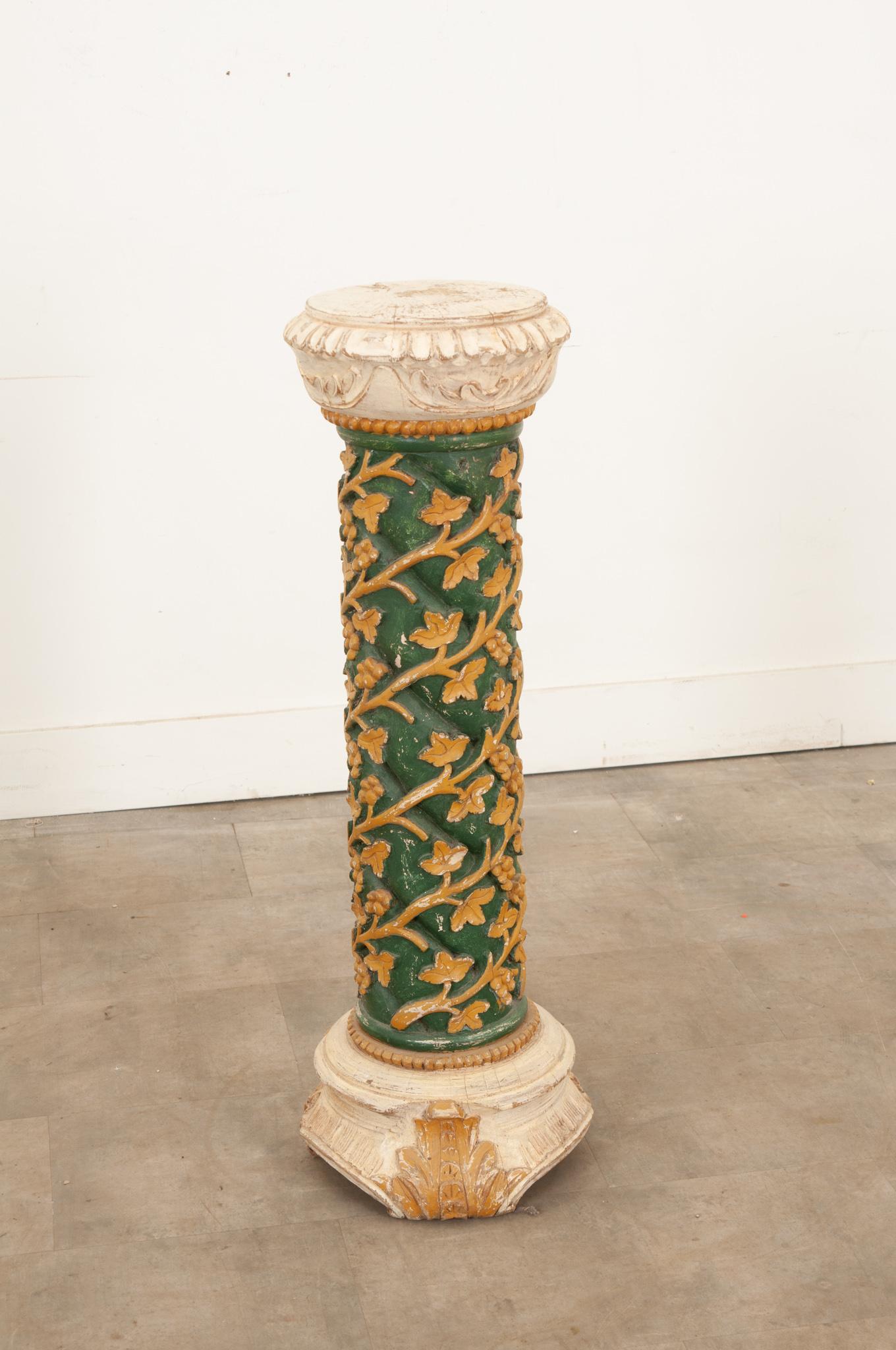 Italian Hand Carved Solid Wood Column 3