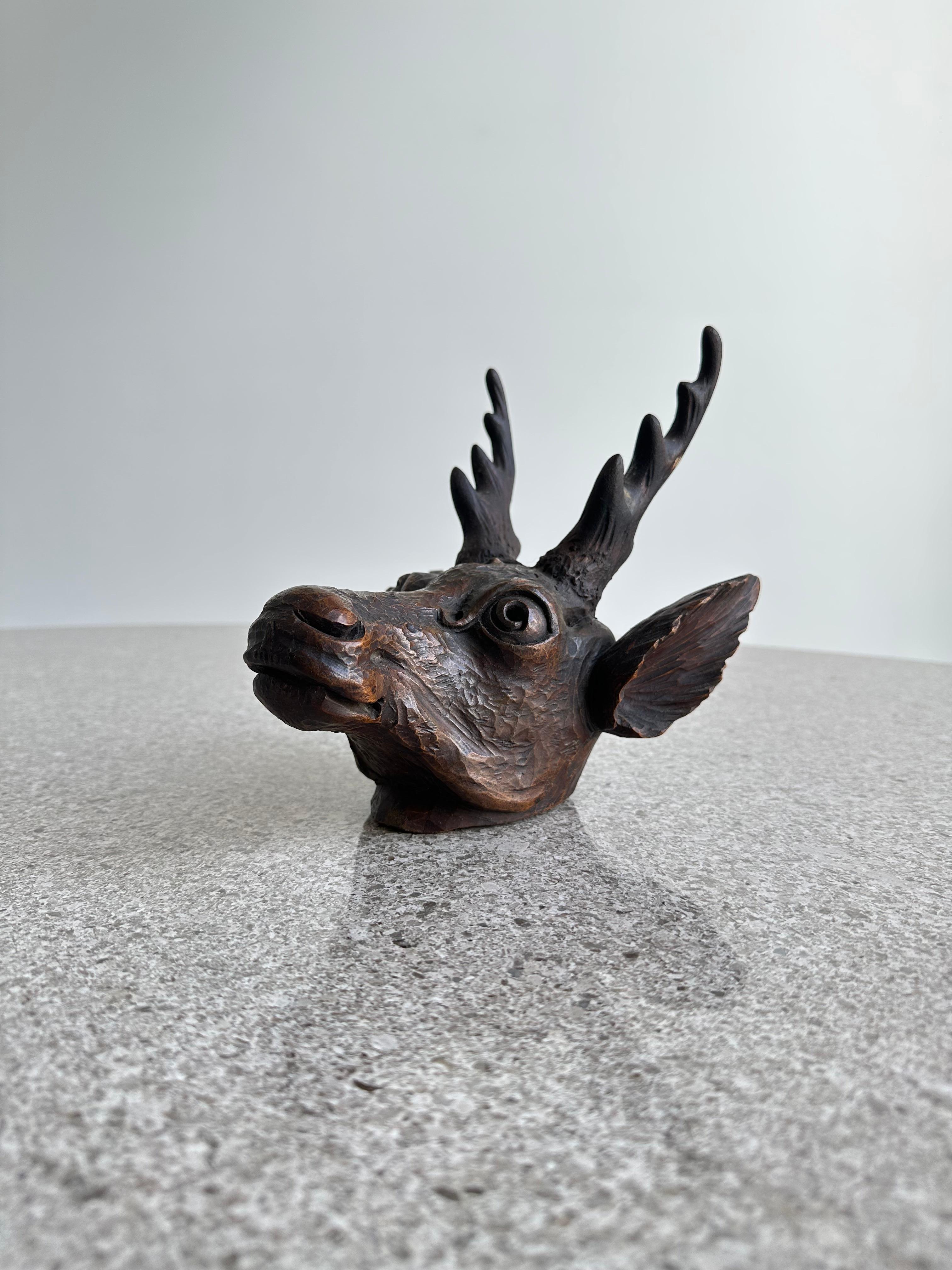 Unique Italian hand carved deer Sculpture made of timber.