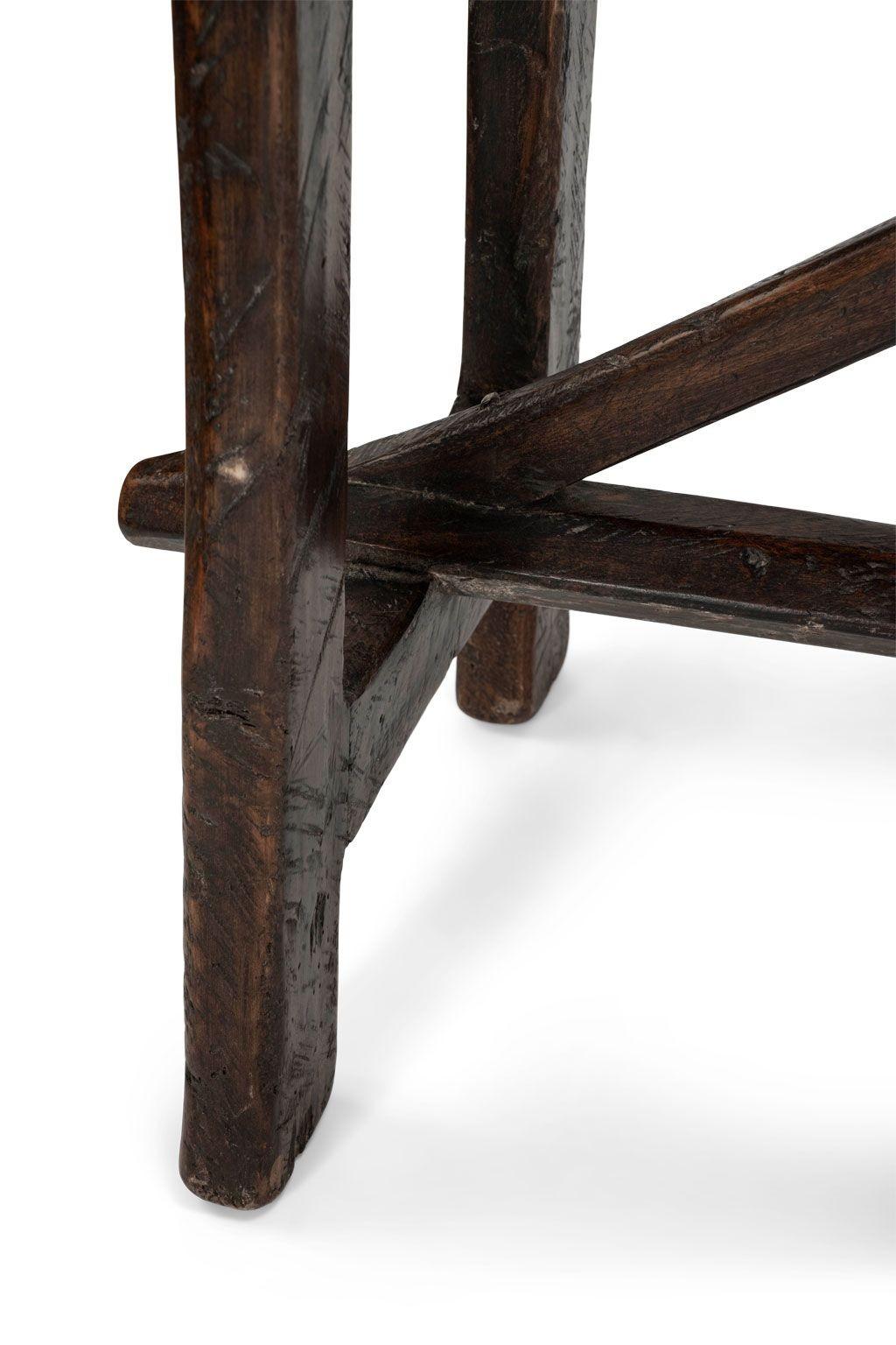 Italian hand-carved walnut console with beautifully shaped trestle circa 1750-1780.