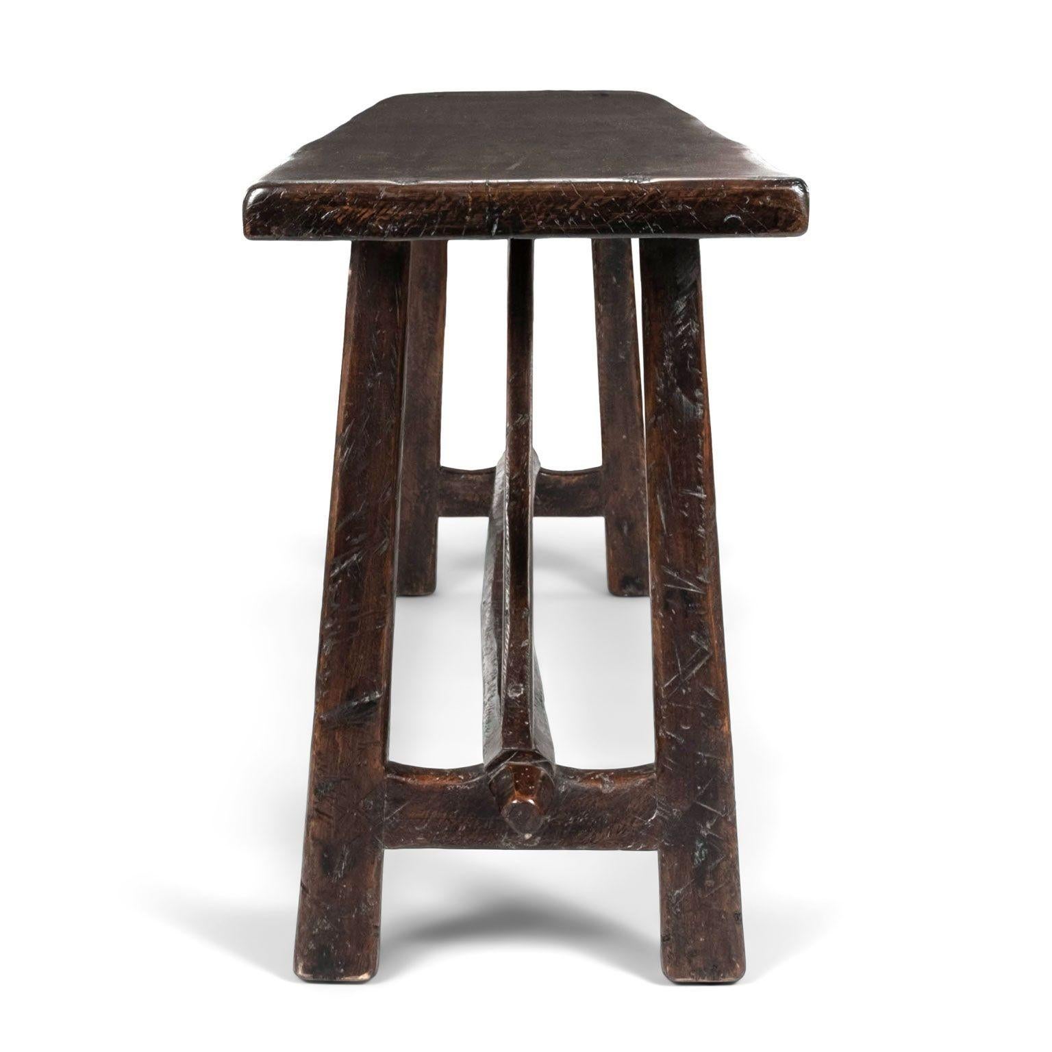 French Provincial Italian Hand-Carved Walnut Console For Sale