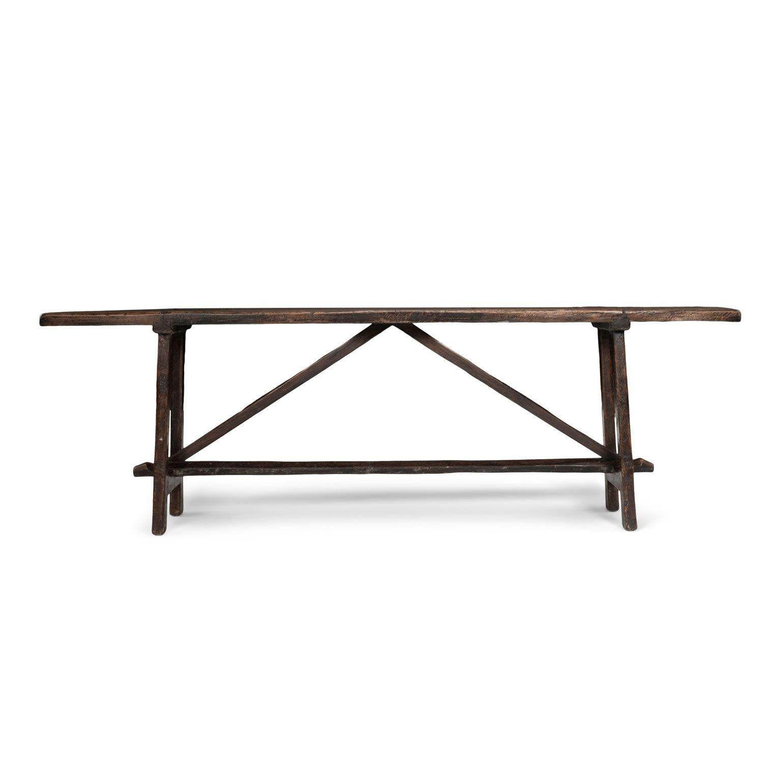 18th Century Italian Hand-Carved Walnut Console For Sale
