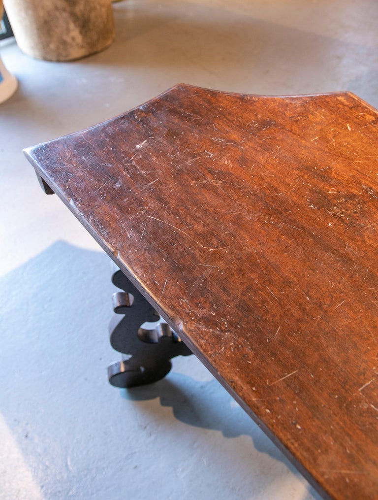 LEF Table de chevet sculptée à la main 40x30x50cm Bois récupération