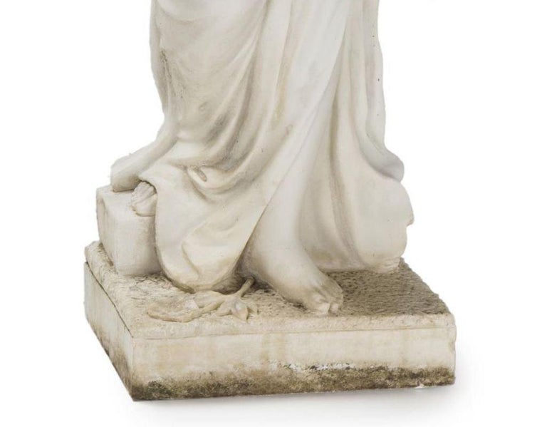 Italian Hand Carved White Marble Standing Maiden For Sale at 1stDibs