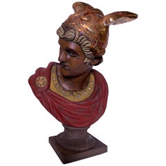 Italian Hand Carved Wood Bust of Mercury