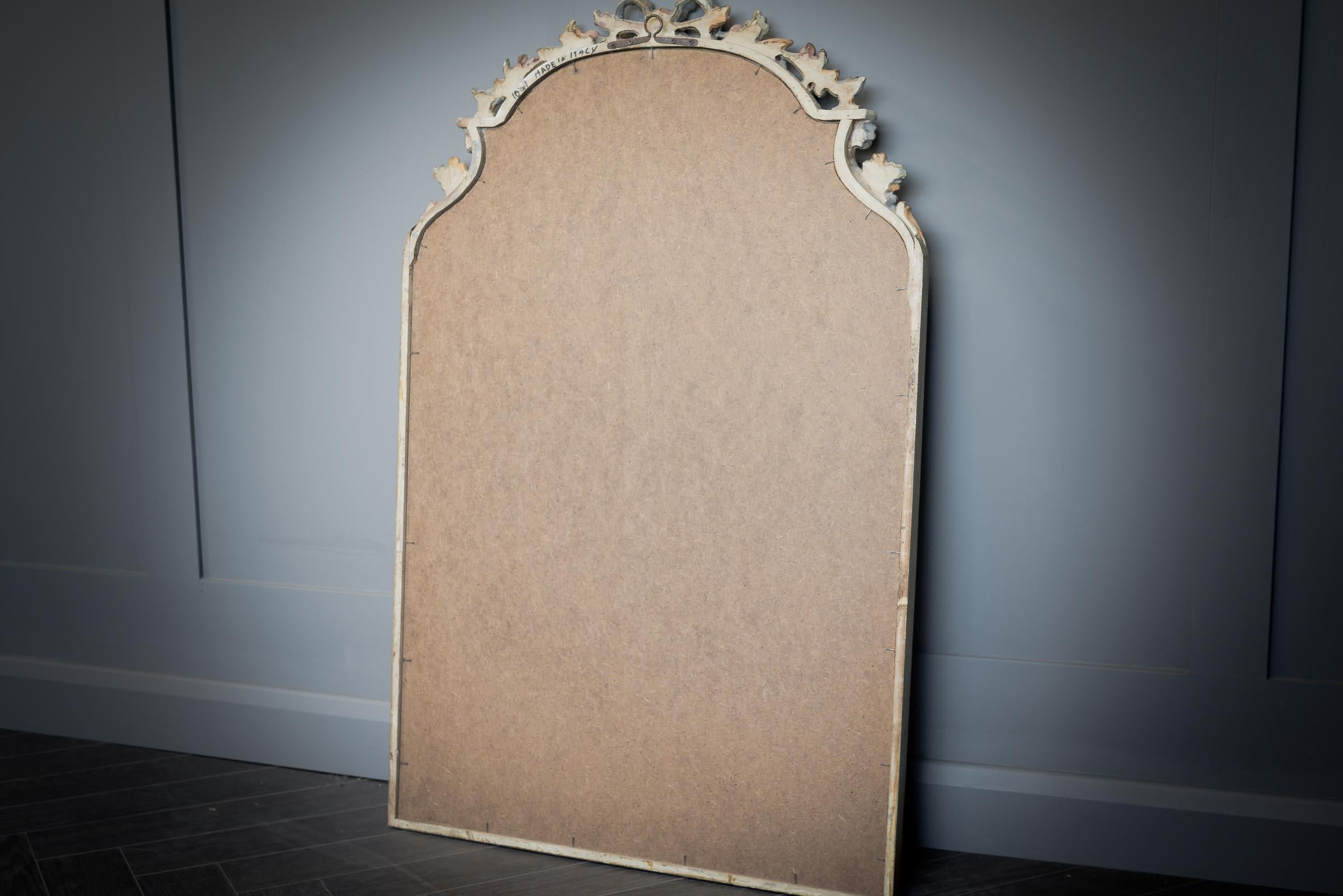 19th Century Italian Hand Carved Wooden Mirror For Sale