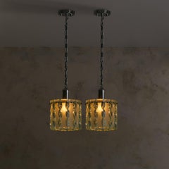 Italian Hand-Chiseled Glass Pendant Attributed Fontana Arte, 1960s - 2 Available