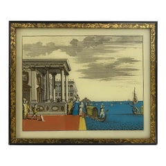 Italian Hand-Colored Engraving of the Grand Canal, Venice