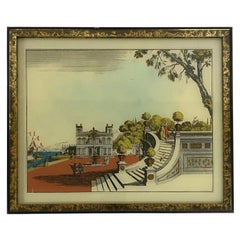 Italian Hand Colored Engraving Print with Metallic Embellishments