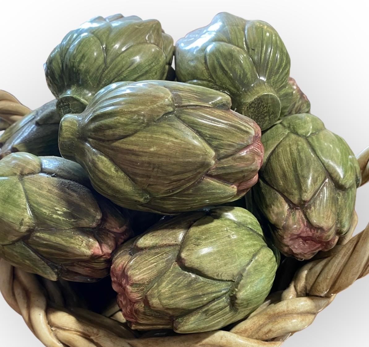 Cesta de cerámica tejida artesanal italiana de alcachofas Otro en venta
