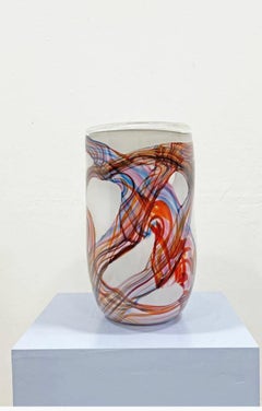 Retro Italian Hand Crafted Glass Vase, 1980’s