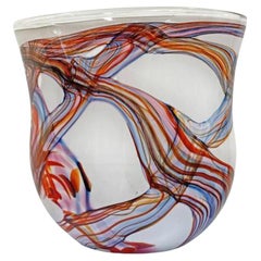 Retro Italian Hand Crafted Glass Vase, 1980’s