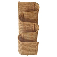 Portariviste da parete in rattan, Italia, anni '70, fatto a mano