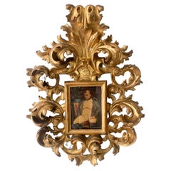 Italian Hand-crafted Wooden and Pure Gold Frame from the 1800s