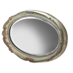 Vintage Italian Hand-Cut Oval Beveled Mirror