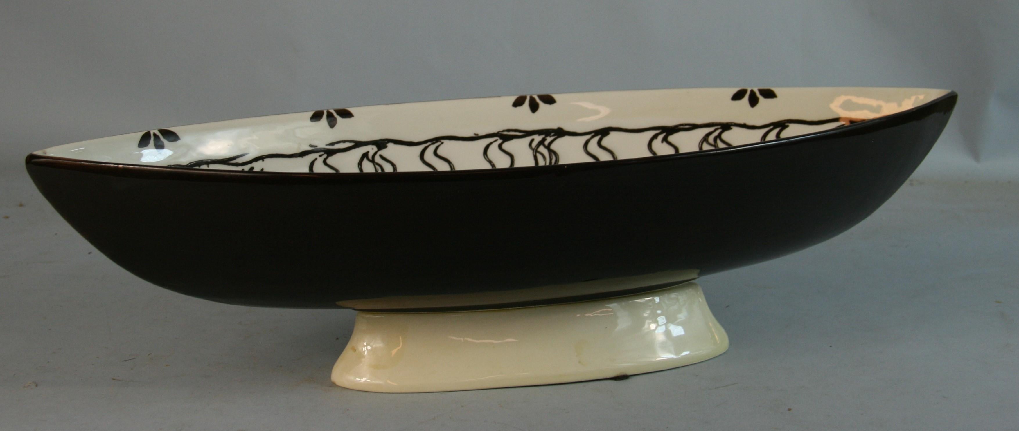Hand-Painted Italian Hand Decorated Boat Shaped Centerpiece by Antica Fornace