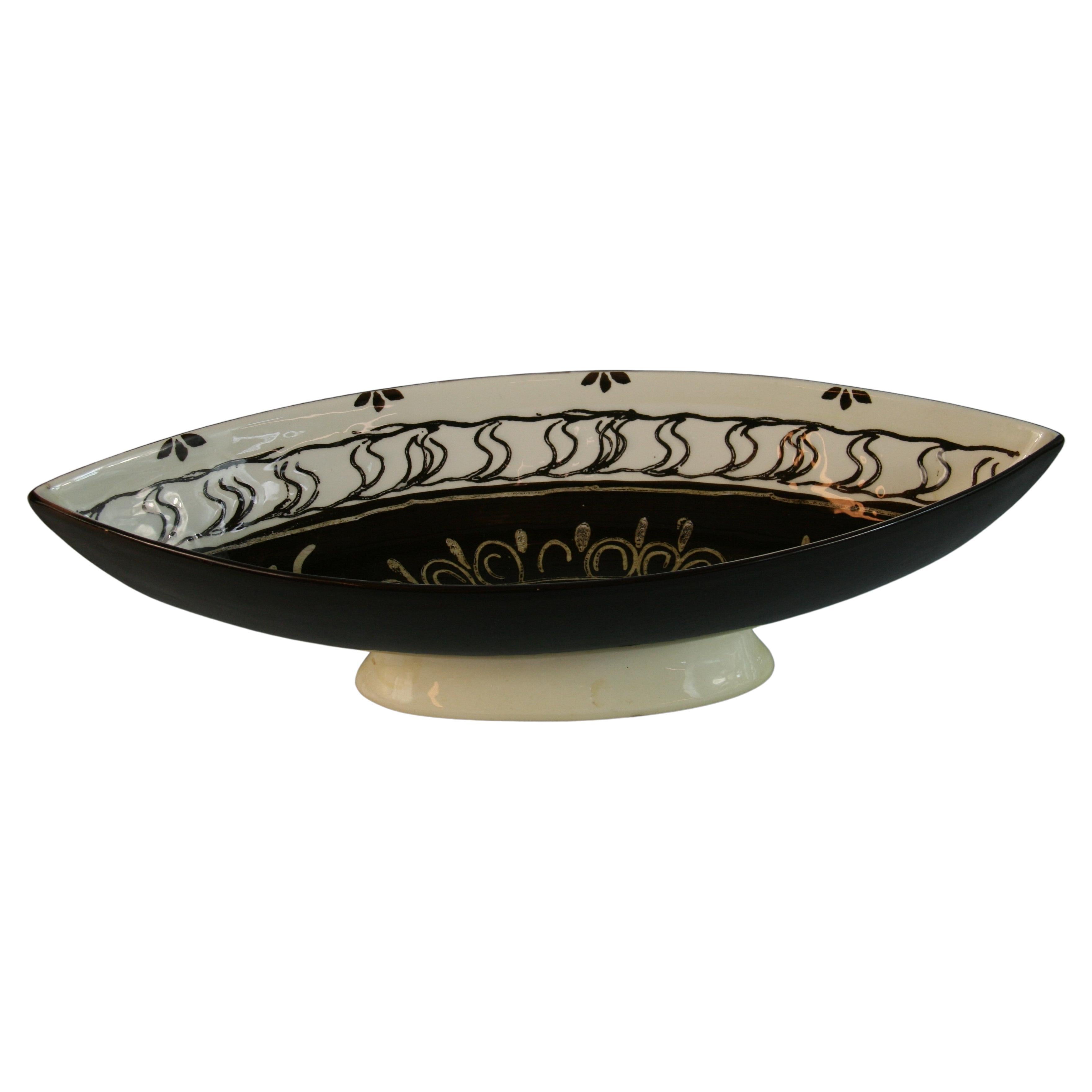 Italian Hand Decorated Boat Shaped Centerpiece by Antica Fornace