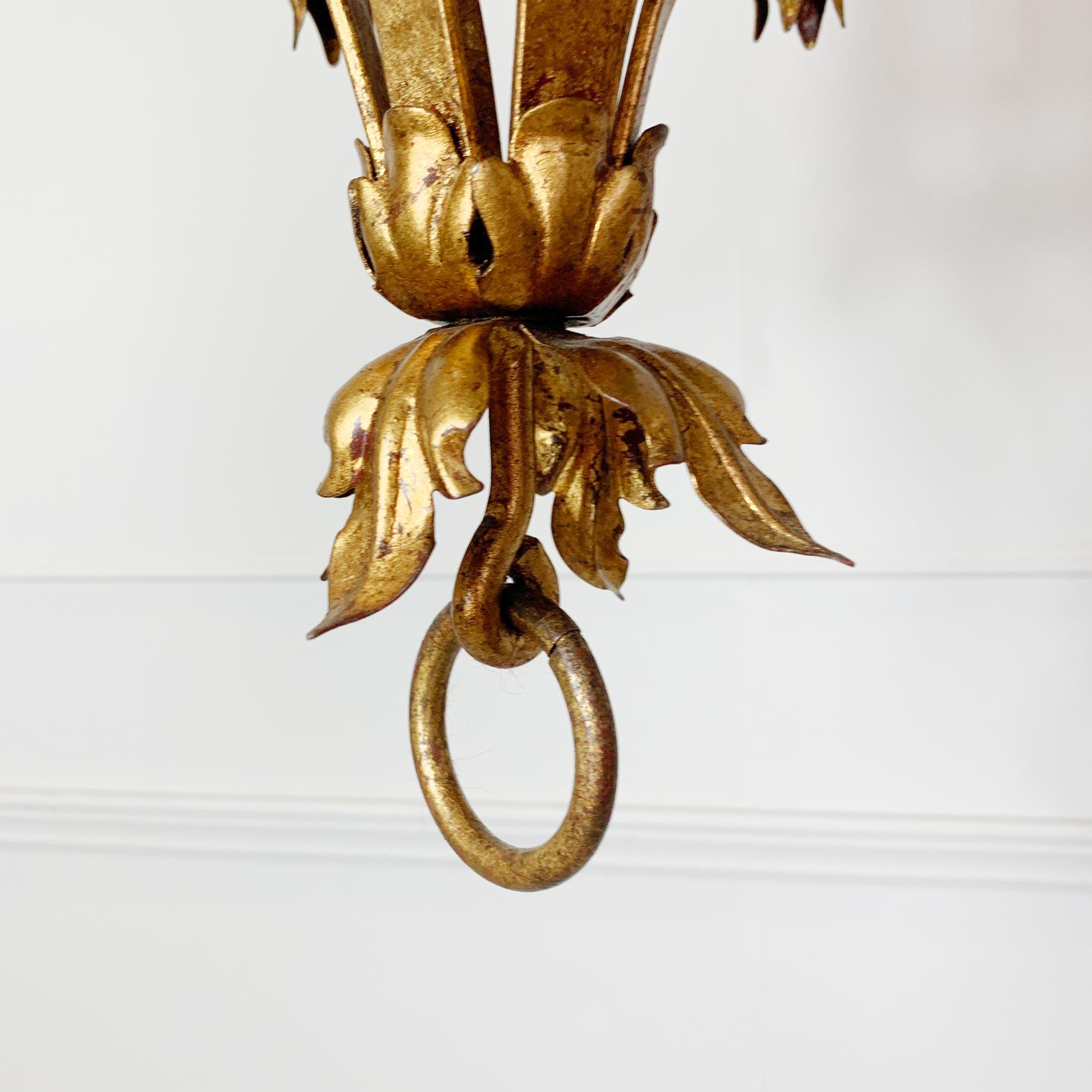 Italian Hand Forged Gold Lantern, circa 1950s For Sale 7