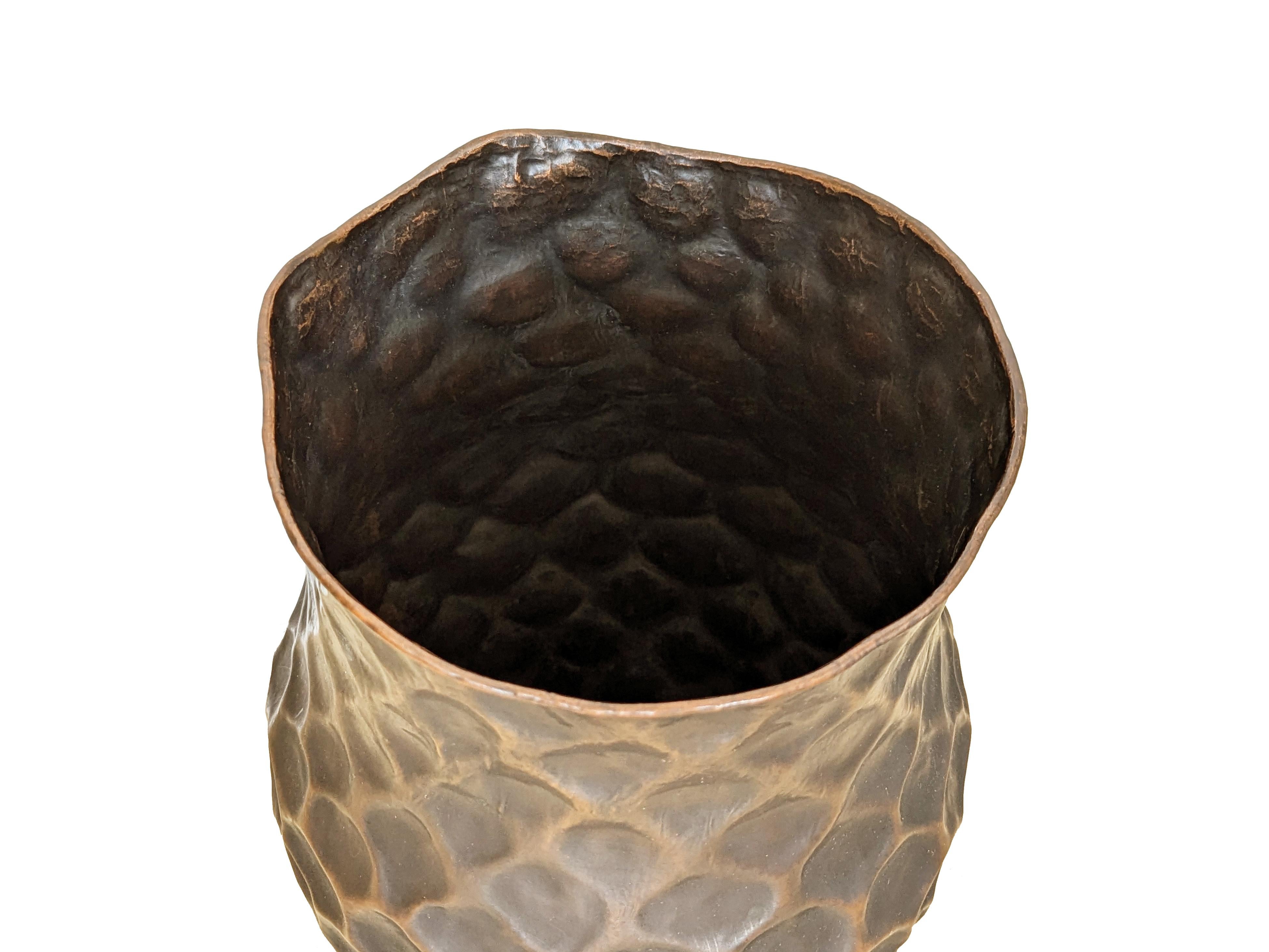 20th Century Italian hand made 1950s sculptural copper umbrella stand for Attualità Casa Mila For Sale