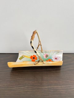 Italian Hand Made Ceramic Basket by Rometti 1970s