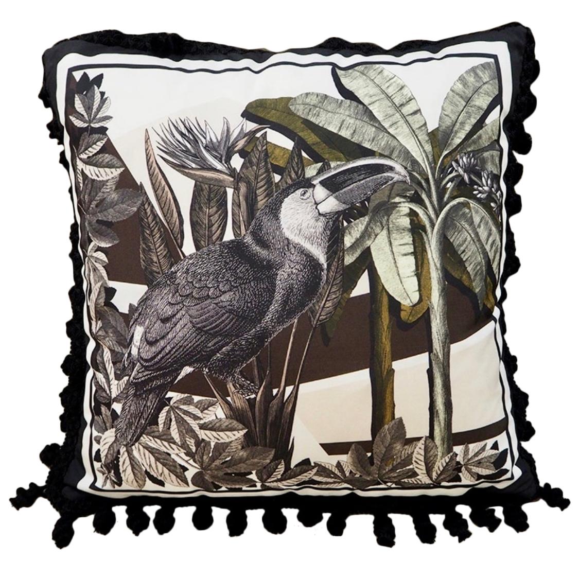 Italian Handmade Contemporary Style Black and Wild Collection Pillow