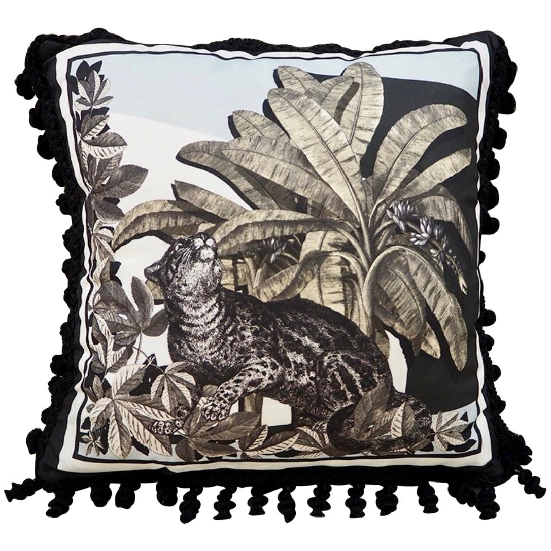 Coussin italien de style contemporain fait à la main, collection Noir et Wild