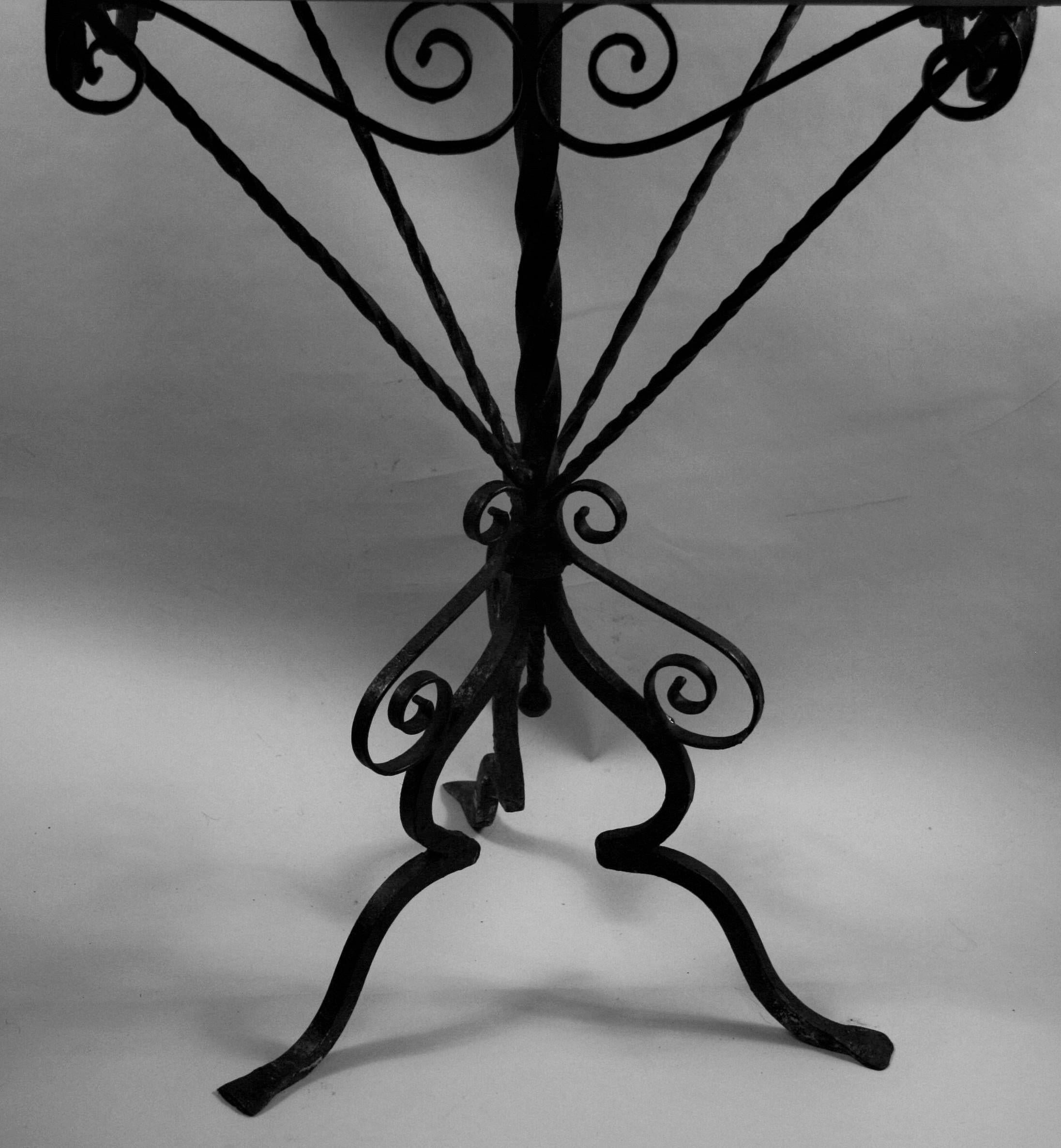 Early 20th Century Italian Architectural Hand Made Iron Based Table with Ceramic Top For Sale