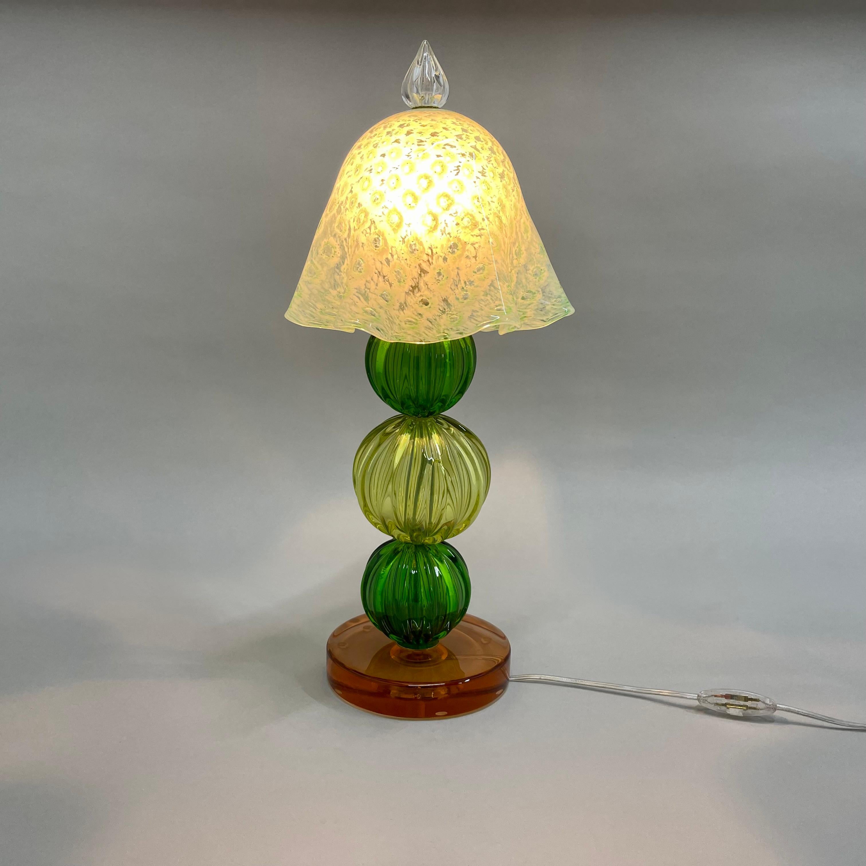 Italian Hand Made Murano Glass Mushroom Table Lamp For Sale 2