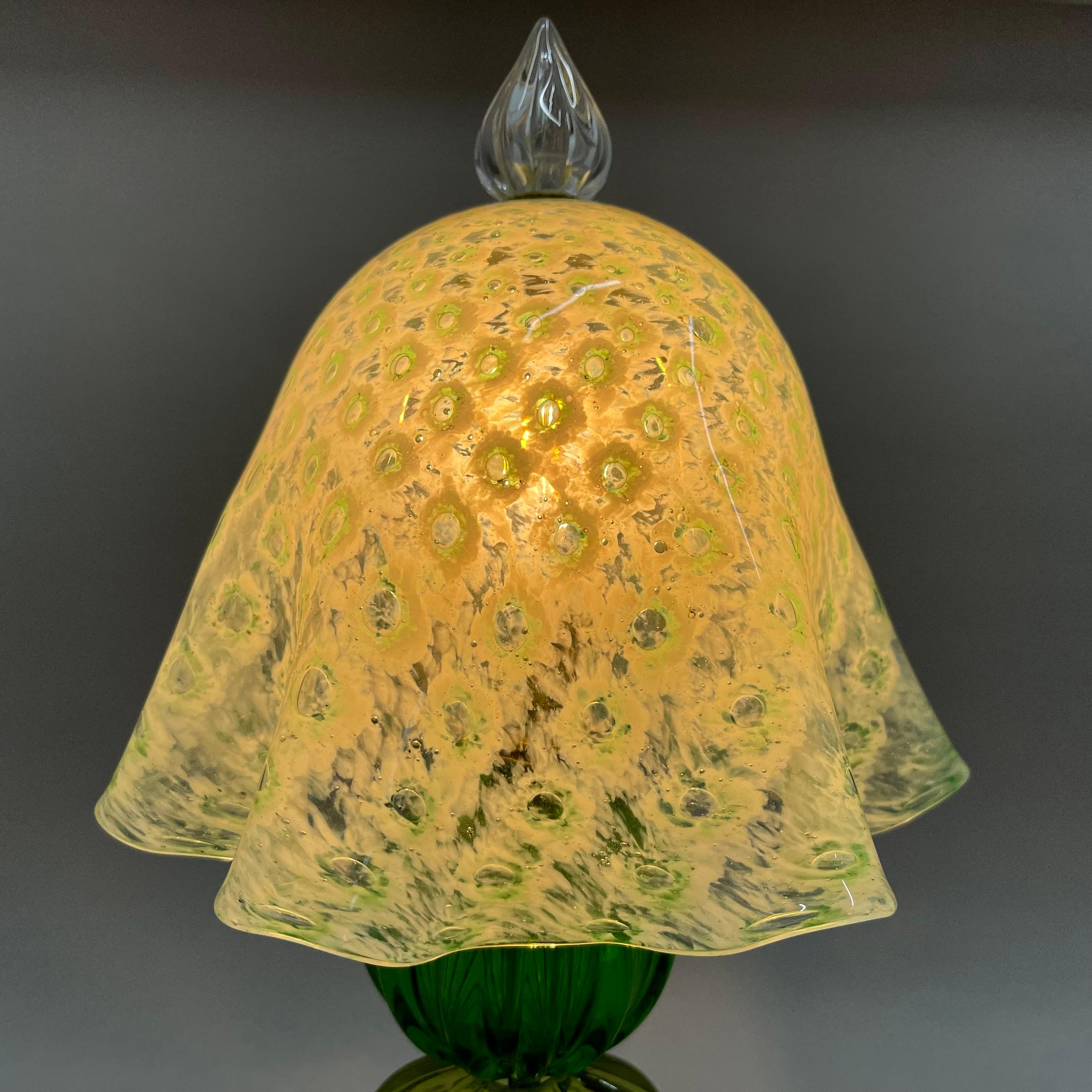 Italian Hand Made Murano Glass Mushroom Table Lamp For Sale 4