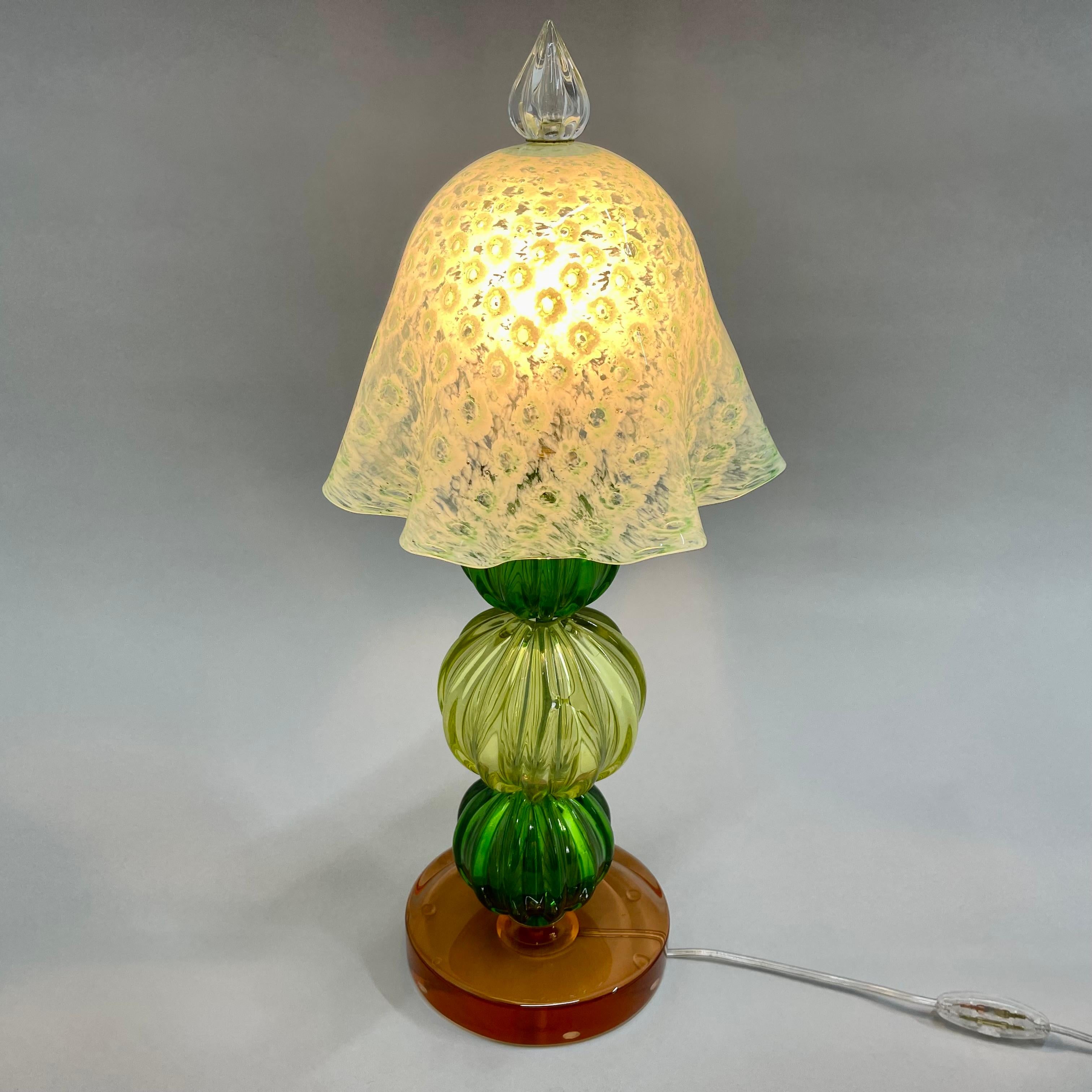 Italian Hand Made Murano Glass Mushroom Table Lamp For Sale 5