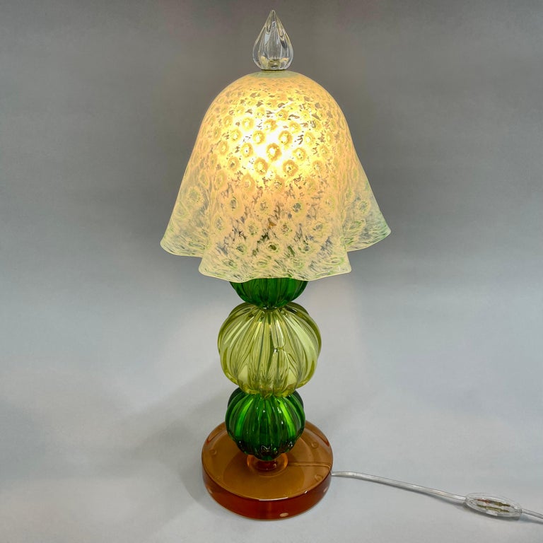 Italian Hand Made Murano Glass Mushroom Table Lamp For Sale at 1stDibs