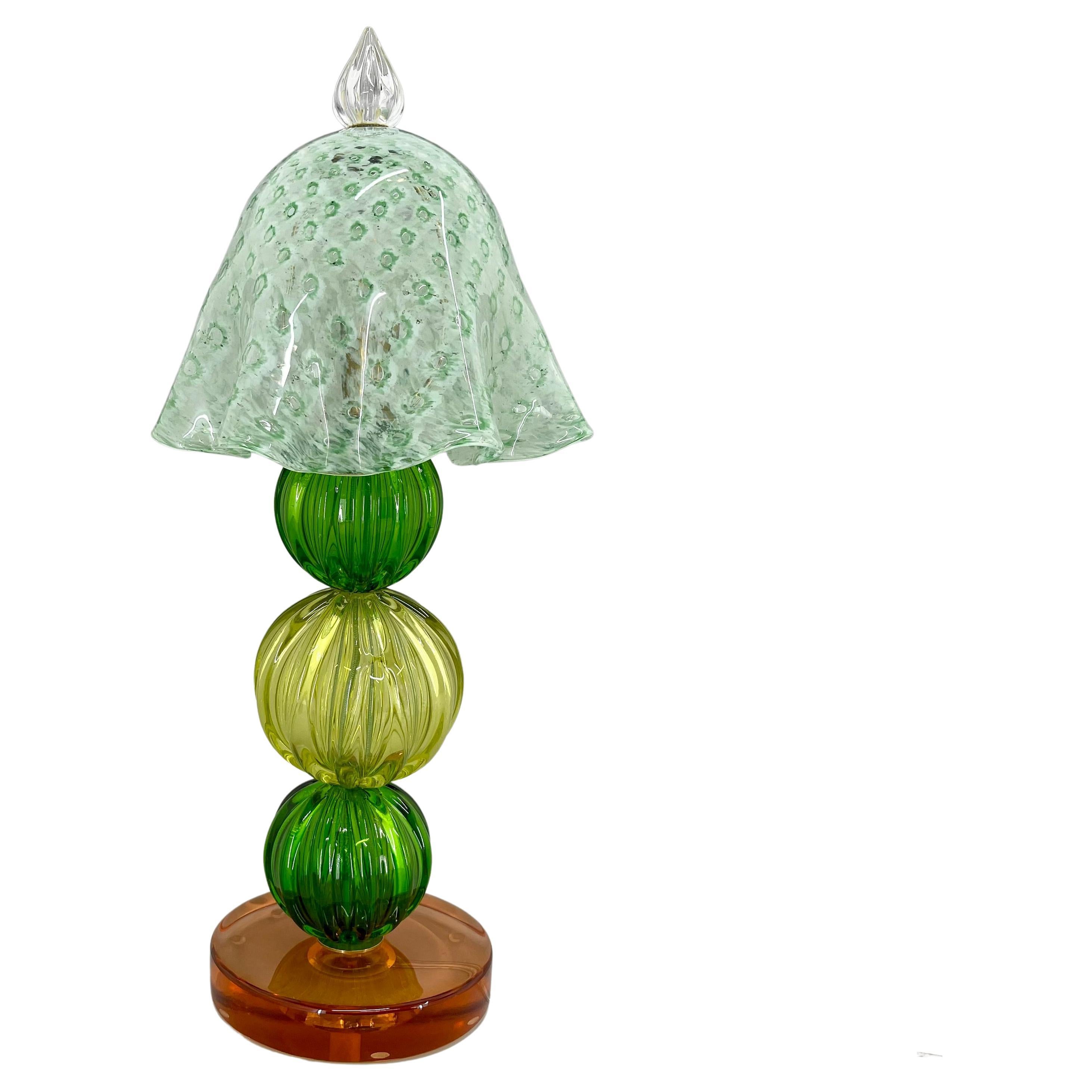 Italian Hand Made Murano Glass Mushroom Table Lamp For Sale