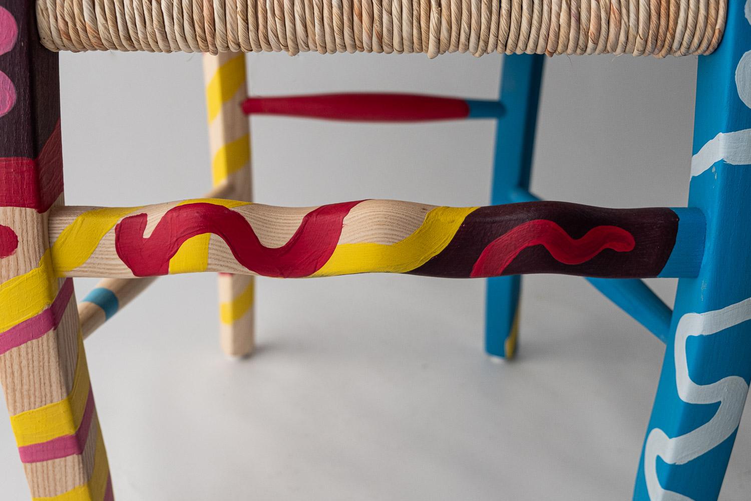 Contemporary Italian Hand Painted Ashwood Chair 
