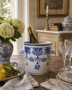 Cubitera de porcelana pintada a mano, de finales del siglo XX, de origen italiano