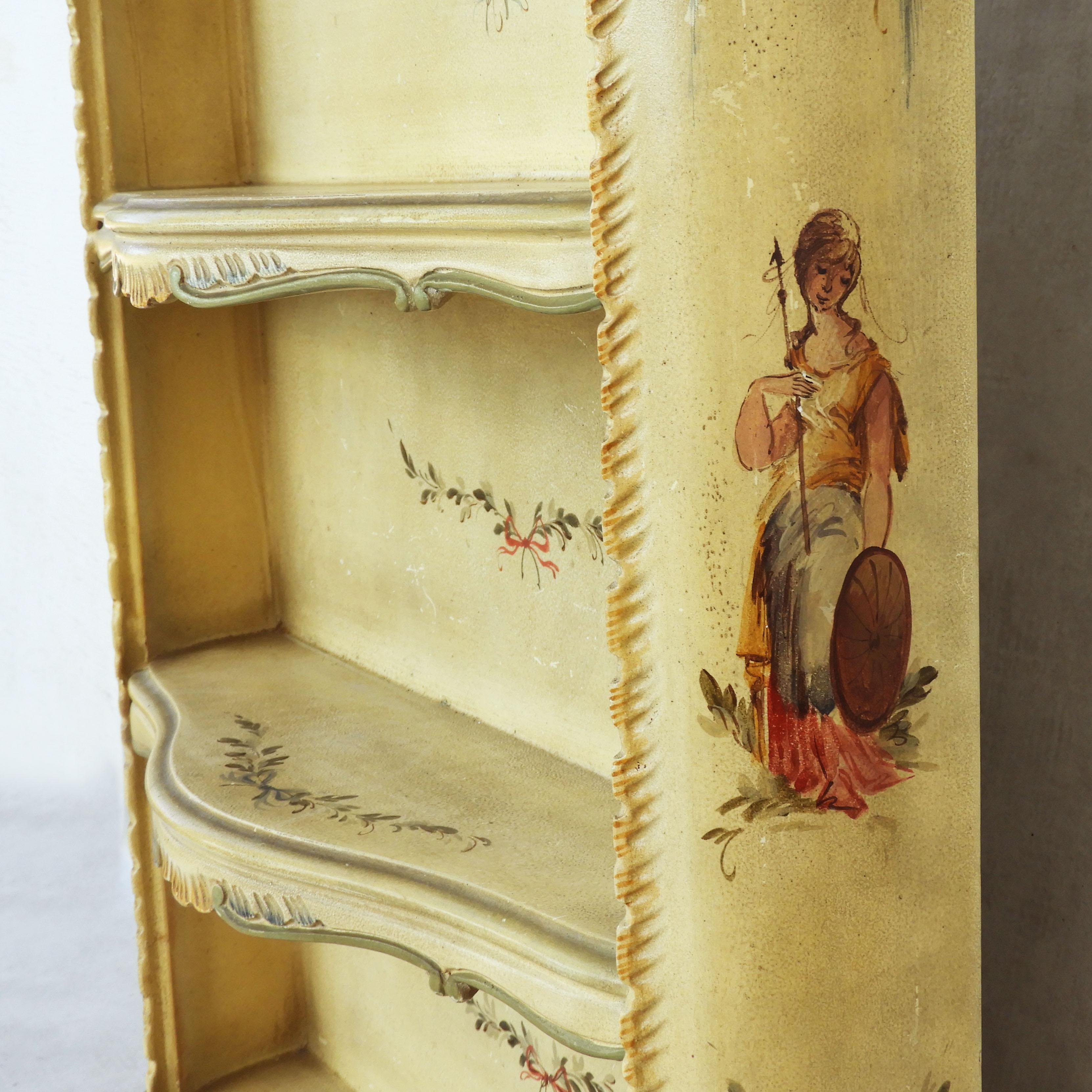 Italian Hand Painted Cabinet and Shelf Ensemble C1960  2