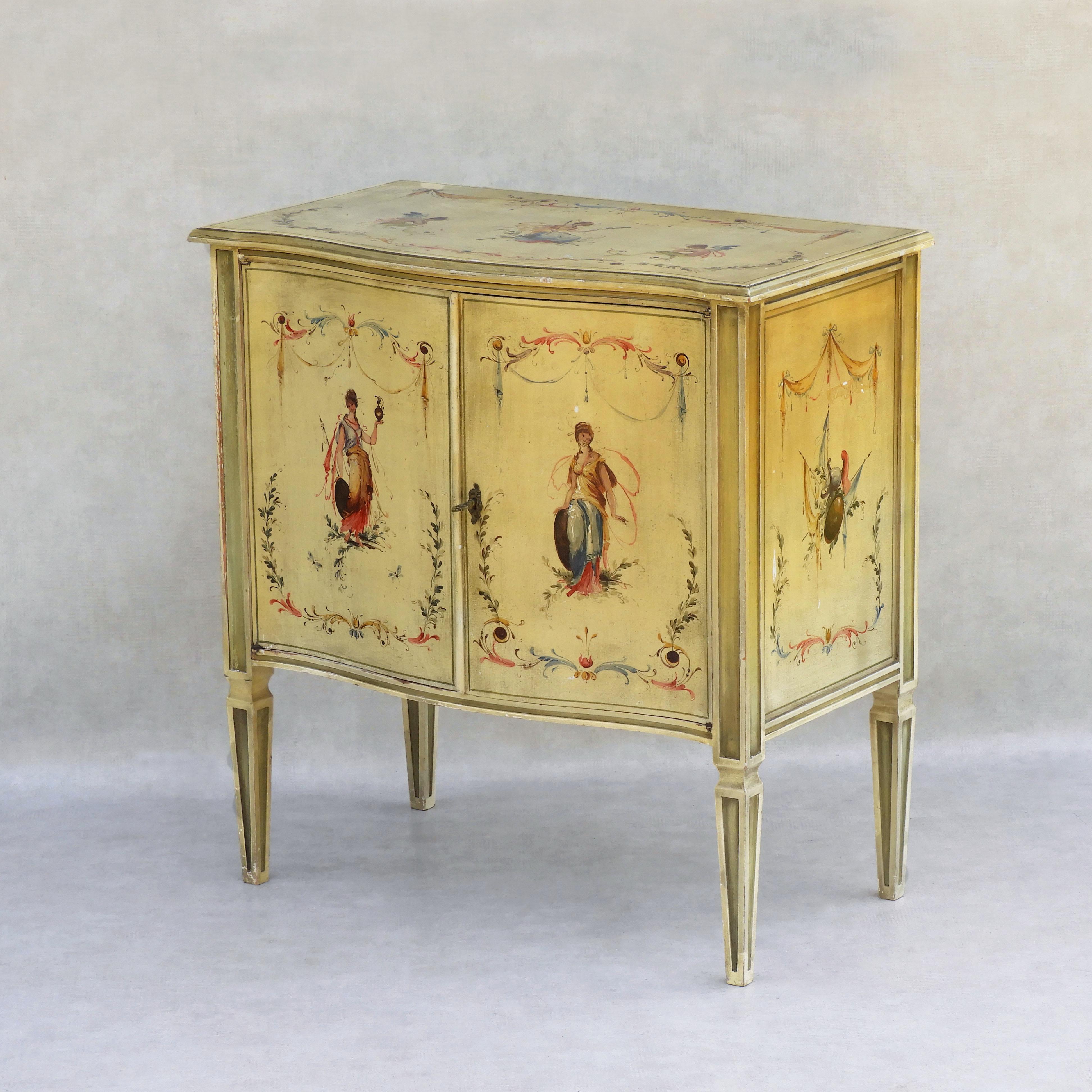 Hand-Painted Italian Hand Painted Cabinet and Shelf Ensemble C1960 