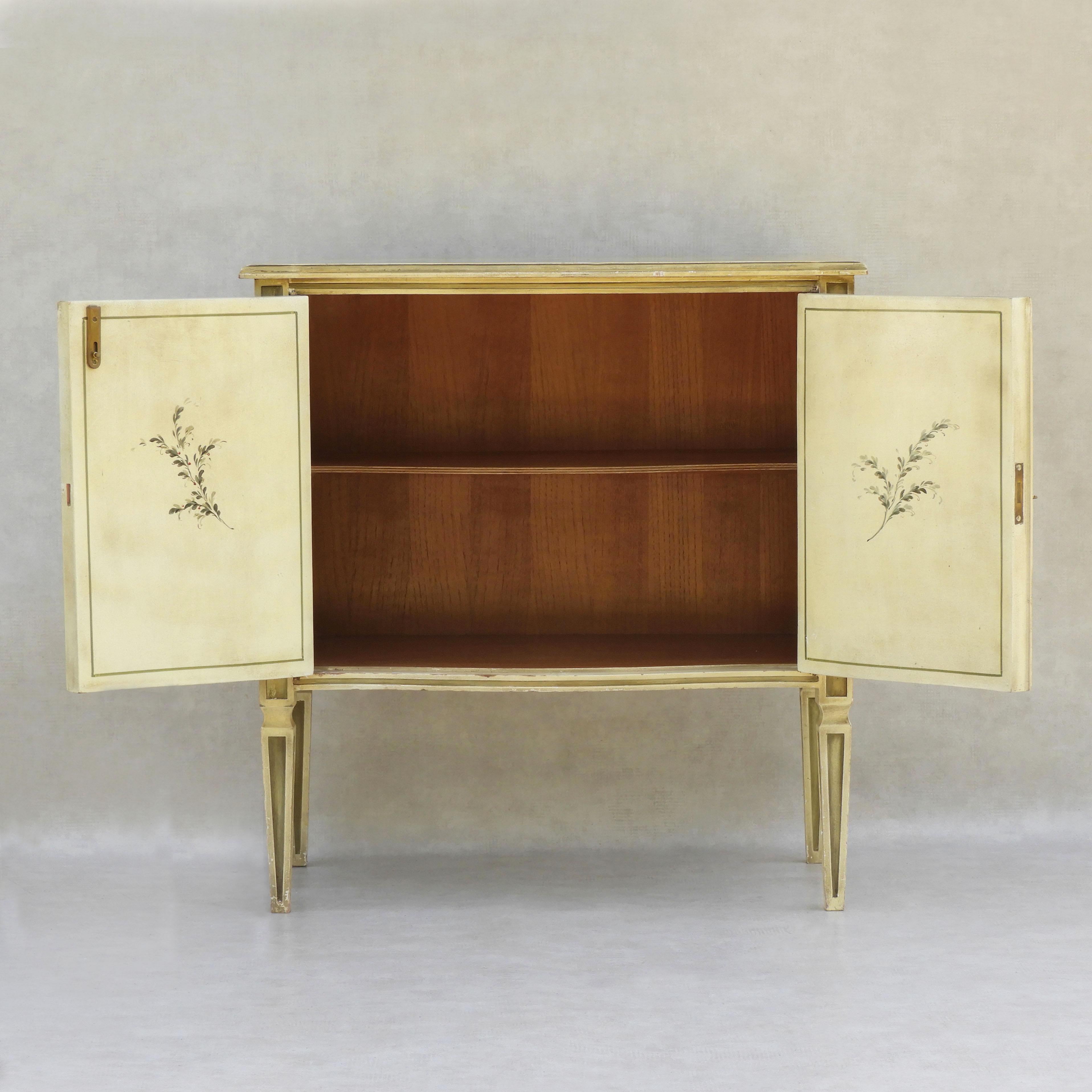 Mid-20th Century Italian Hand Painted Cabinet and Shelf Ensemble C1960 