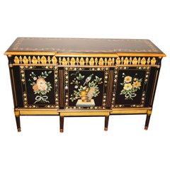 Italian Hand-Painted Cabinet, Wood, Foliage & Bird Motif