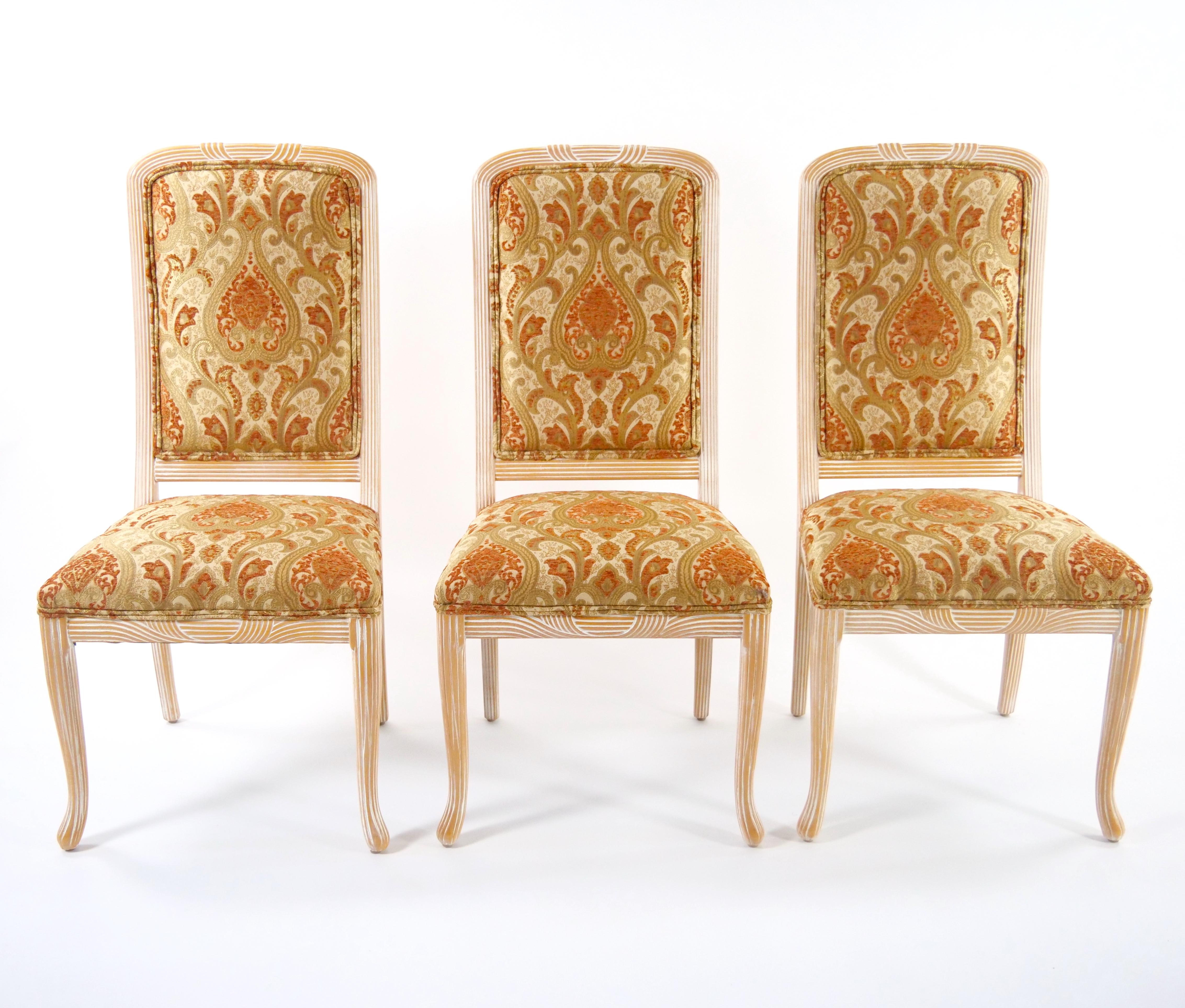 Italian Hand Painted / Carved Upholstered Dining Room Chair Set In Good Condition For Sale In Tarry Town, NY