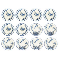 Italian hand painted Ceramic 1930s dishes by G. Mazzotti Albisola, set of 12