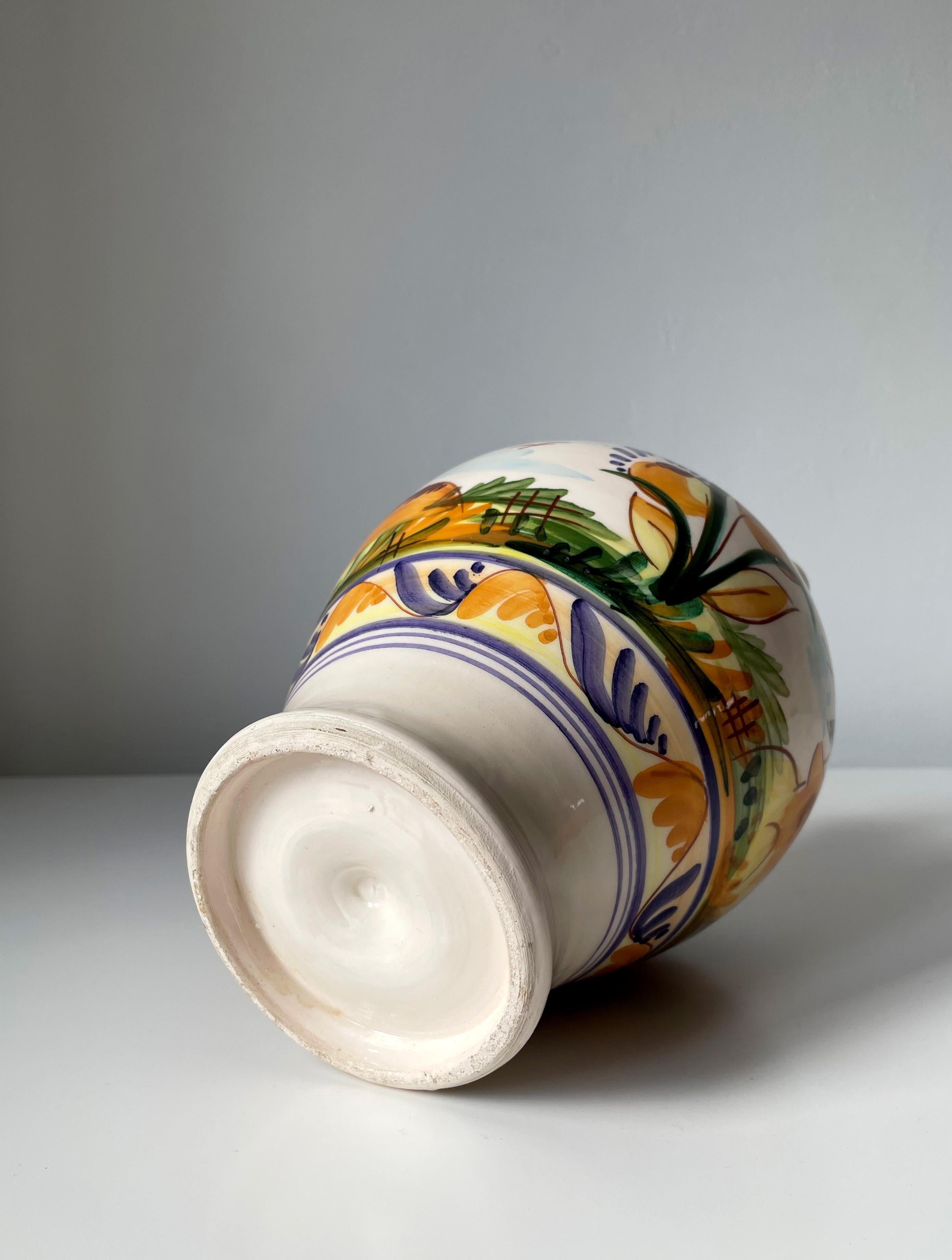 Italian Hand Painted Ceramic Bottle Pitcher Vase, 1960s For Sale 8