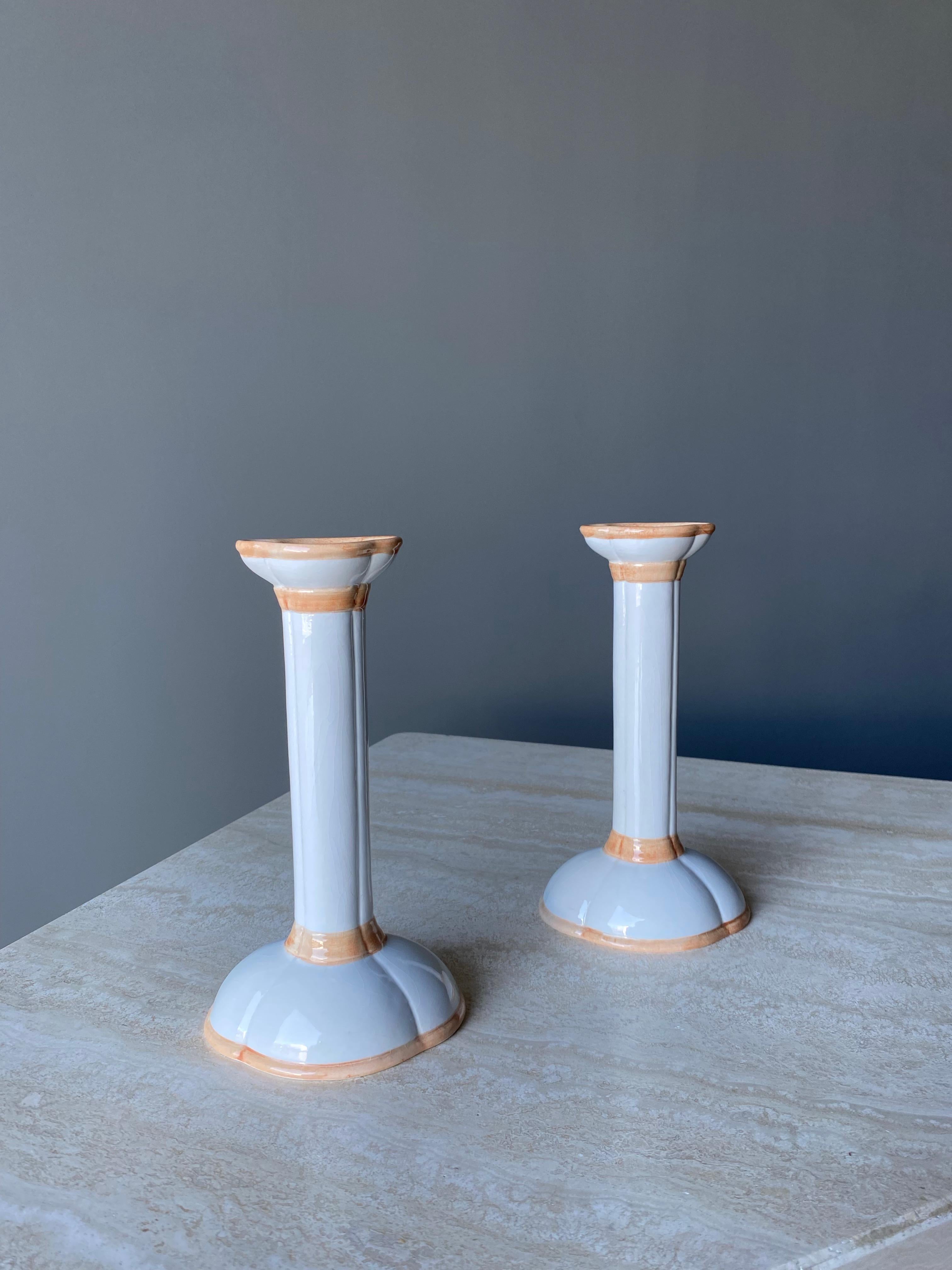 Italian Hand Painted Ceramic Candlesticks, 1960s For Sale 10