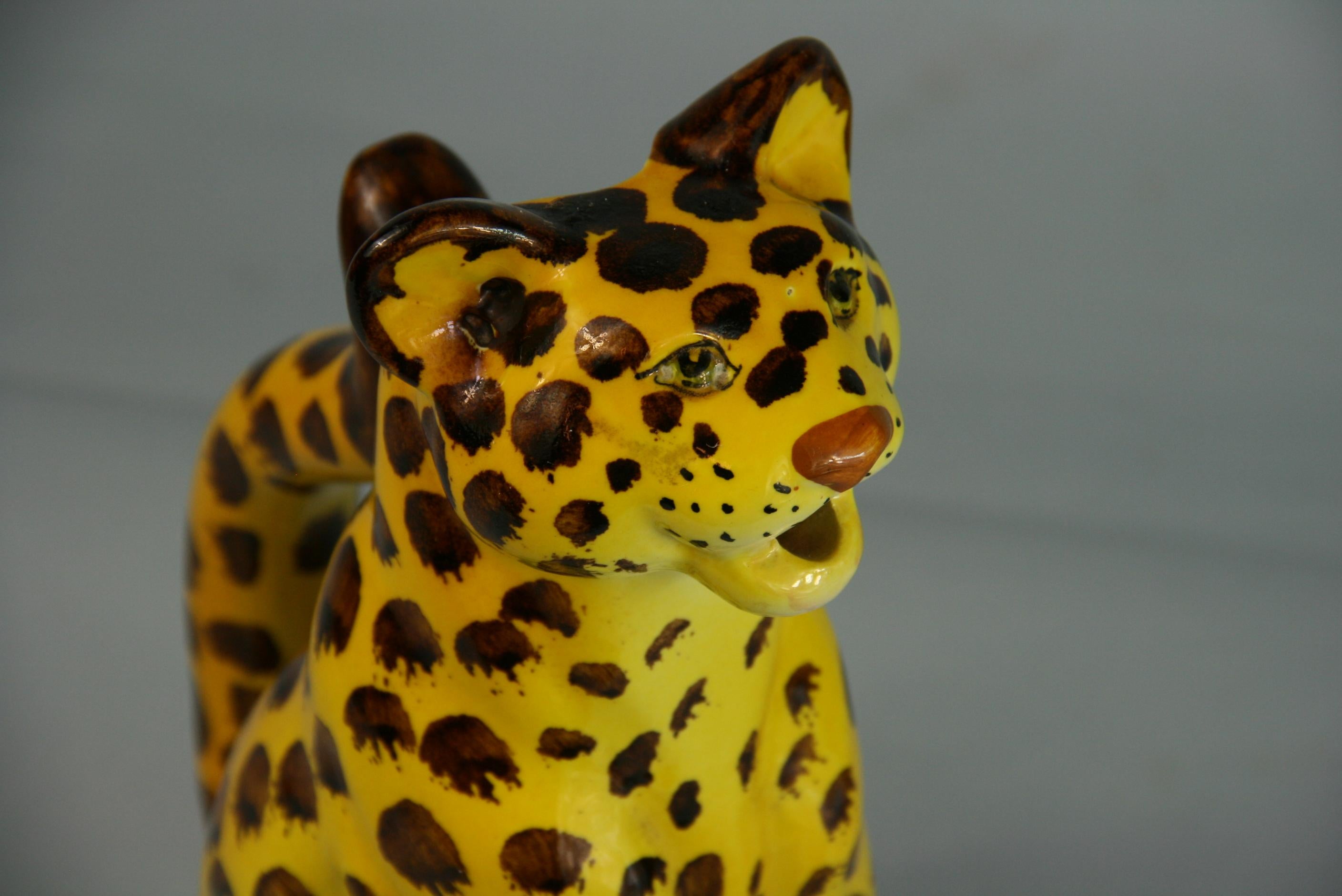 Cheetah Glazed Ceramic Hand Painted Pitcher  Italy 1975 For Sale 2