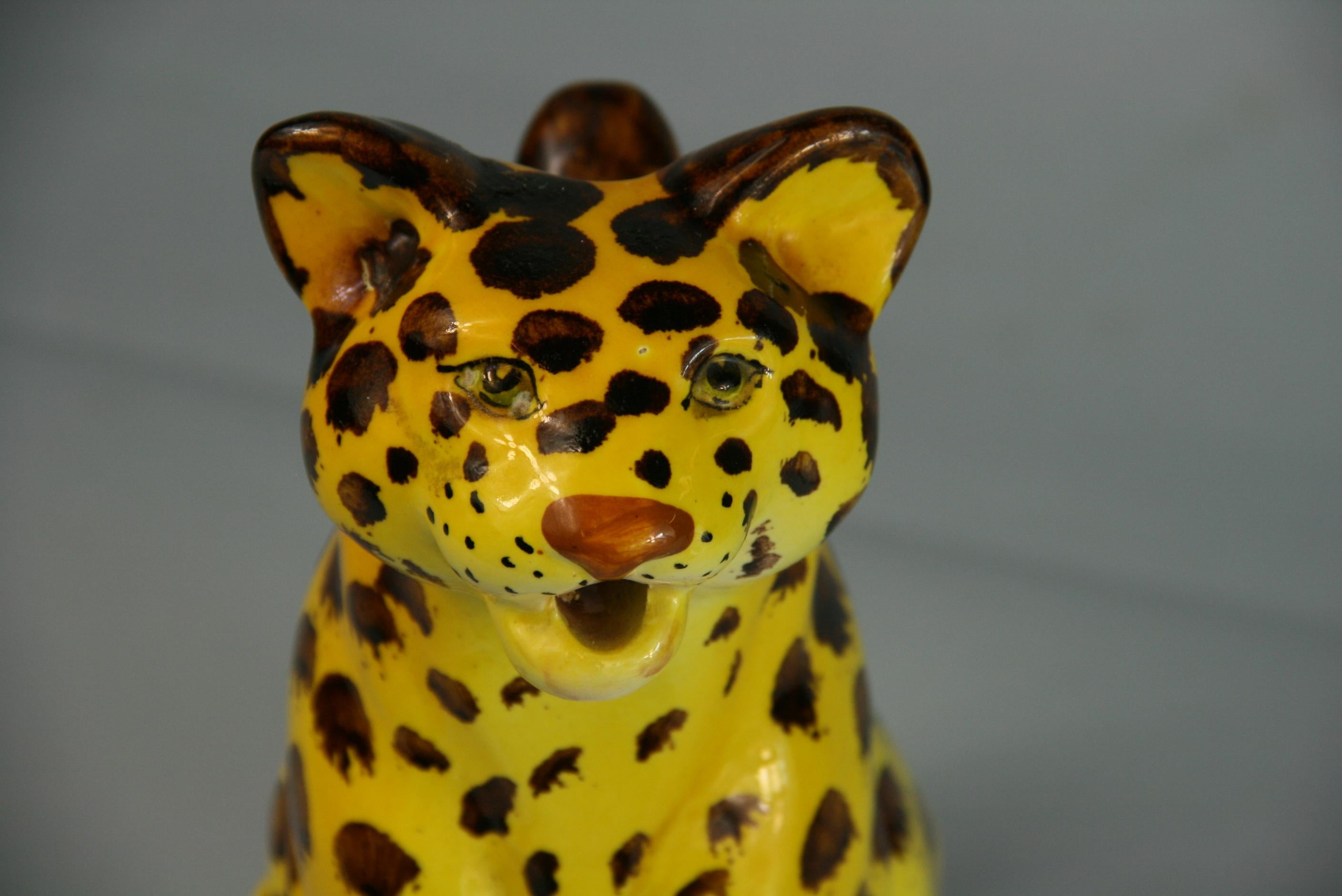 Cheetah Glazed Ceramic Hand Painted Pitcher  Italy 1975 For Sale 3