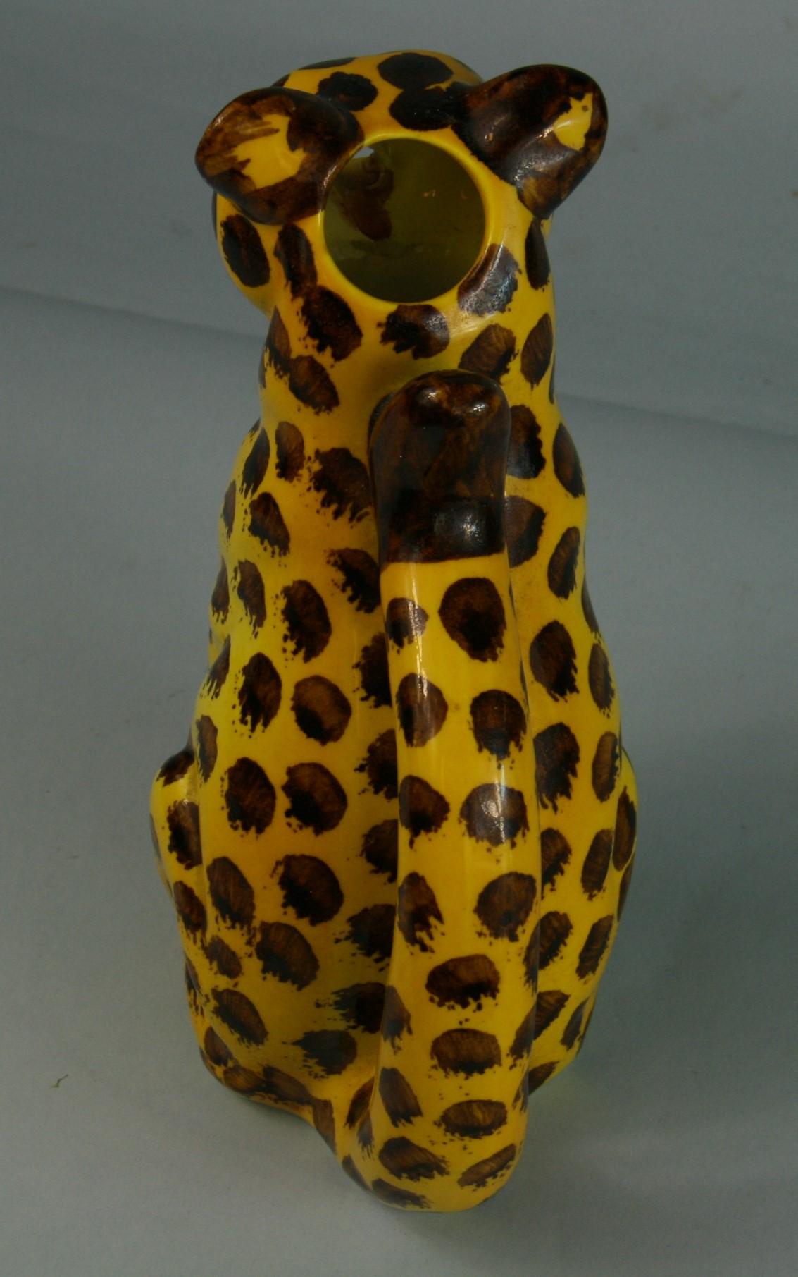 Cheetah Glazed Ceramic Hand Painted Pitcher  Italy 1975 For Sale 4